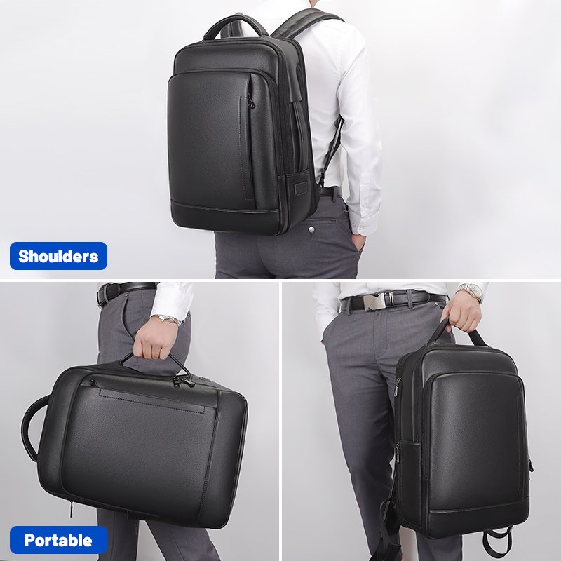 Men's Leather Backpack Anti-theft Computer Business Laptop Bag Waterproof with Usb Port Backpack for School Travel Backpack