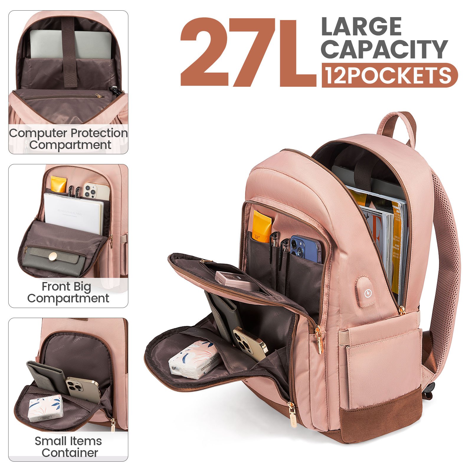LOVEVOOK Manufacturer OEM ODM Custom Waterproof Casual Back Pack Bag Mochilas urban Women Men Business Travel Laptop BackpackS