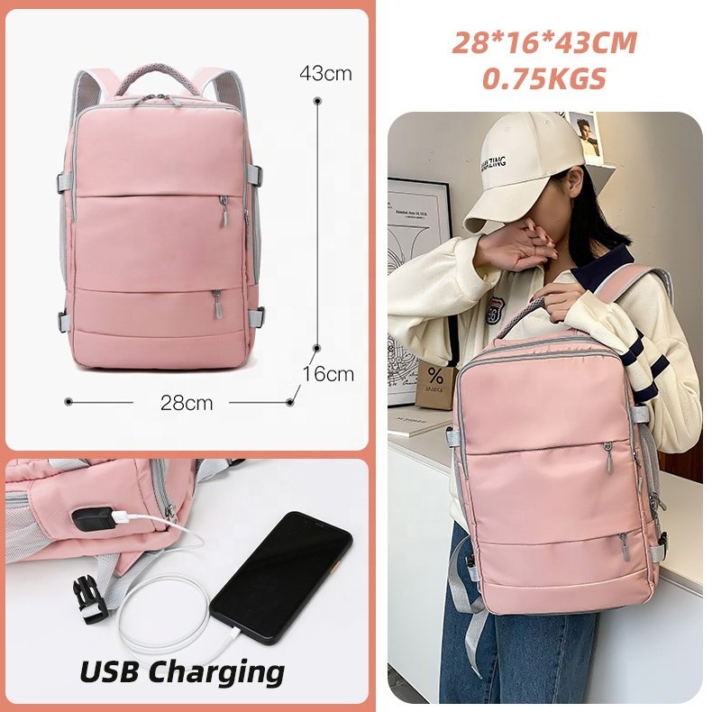 Large Work Business Women Men USB Charging Flight Approved Gym Waterproof Laptop Travel Backpack bag with Breathable Shoe Pocket