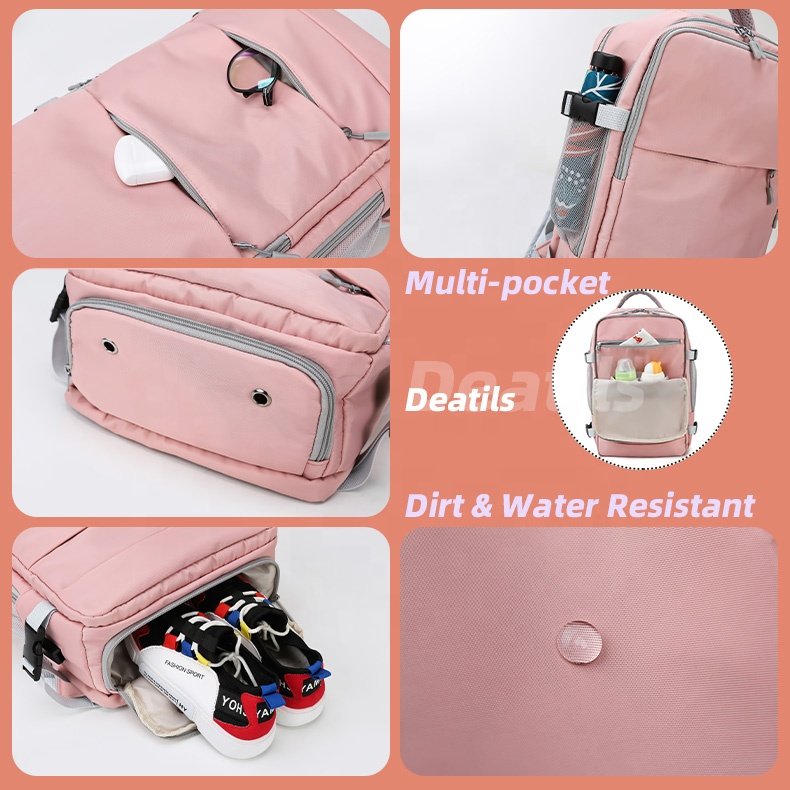 Large Work Business Women Men USB Charging Flight Approved Gym Waterproof Laptop Travel Backpack bag with Breathable Shoe Pocket