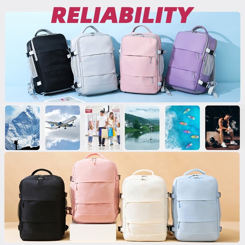 Large Work Business Women Men USB Charging Flight Approved Gym Waterproof Laptop Travel Backpack bag with Breathable Shoe Pocket