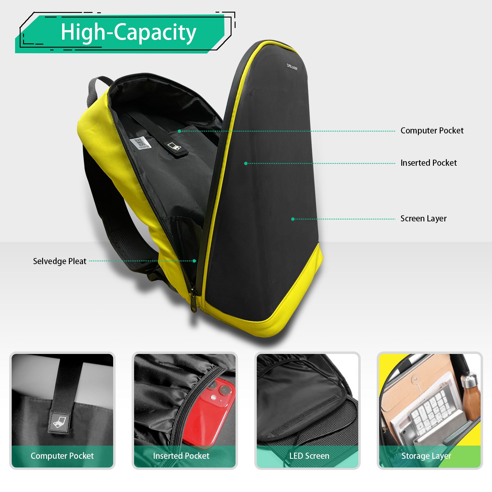 CRELANDER Waterproof Smart Led Display Backpack Lightweight Wireless APP Control Outdoor LED Bag pack Mochila Men Women