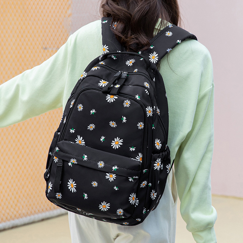 2024 New Flowers Small Daisy Female Fresh Large Capacity Middle Student School Bag Lightweight Waterproof Campus Print Backpack