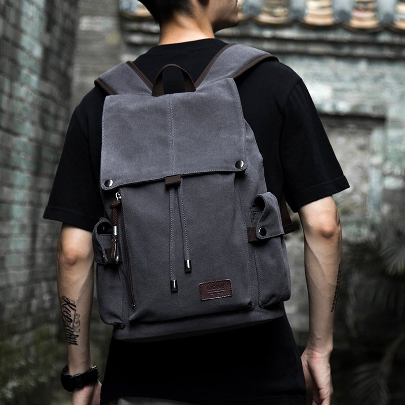 Custom Logo Canvas Laptop Bag For Men School Bag Outdoor Travel Backpack
