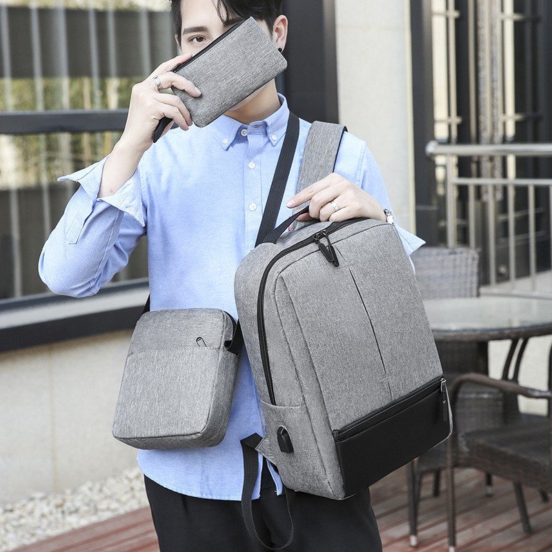 Custom Logo 3pcs Fashion Men Women Laptop Backpack Waterproof Light Portable Outdoor Travel School Business Backpack