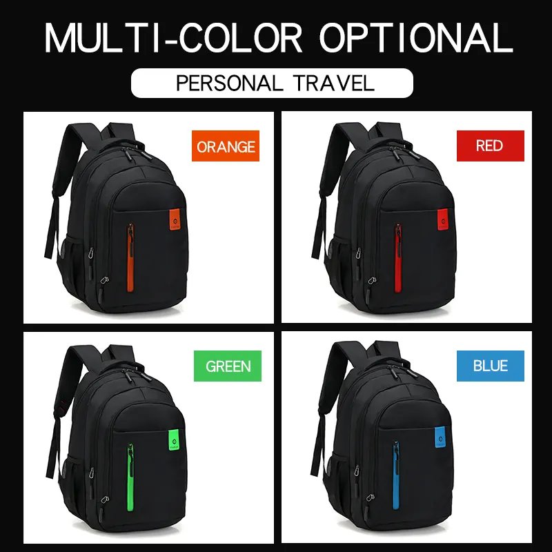 Custom Logo Hiking Back Pack Leisure Polyester College School Waterproof Laptop Backpack With USB Charger