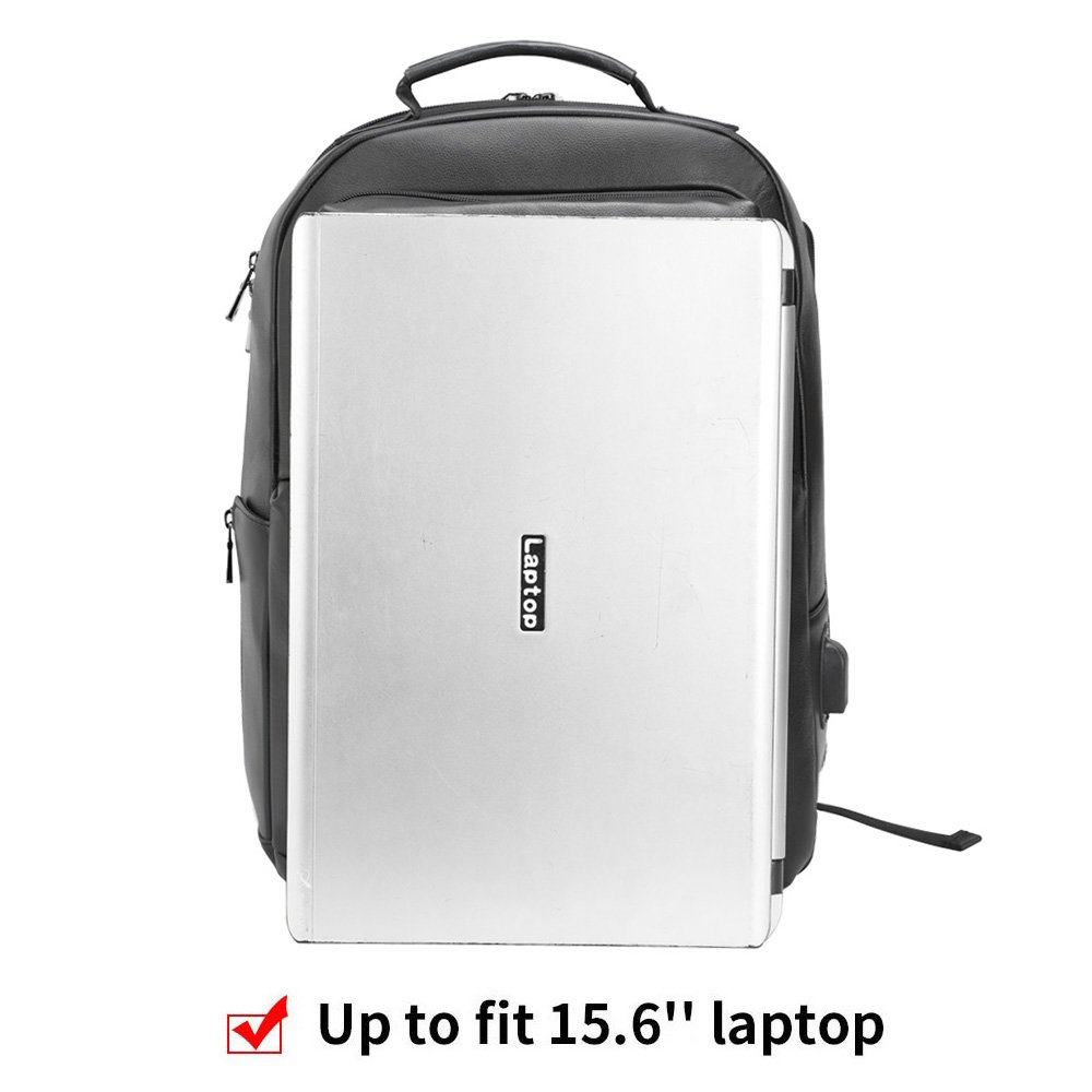 2022 New Arrival Men Fashion Waterproof School Bags Black Genuine Leather Laptop Backpack for Men Real Cow Leather Back Pack