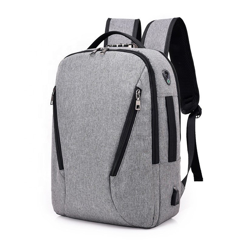 Custom Business Laptop Backpack with USB Charging Port Travel Backpack Water Resistant Polyester School Bookbacks