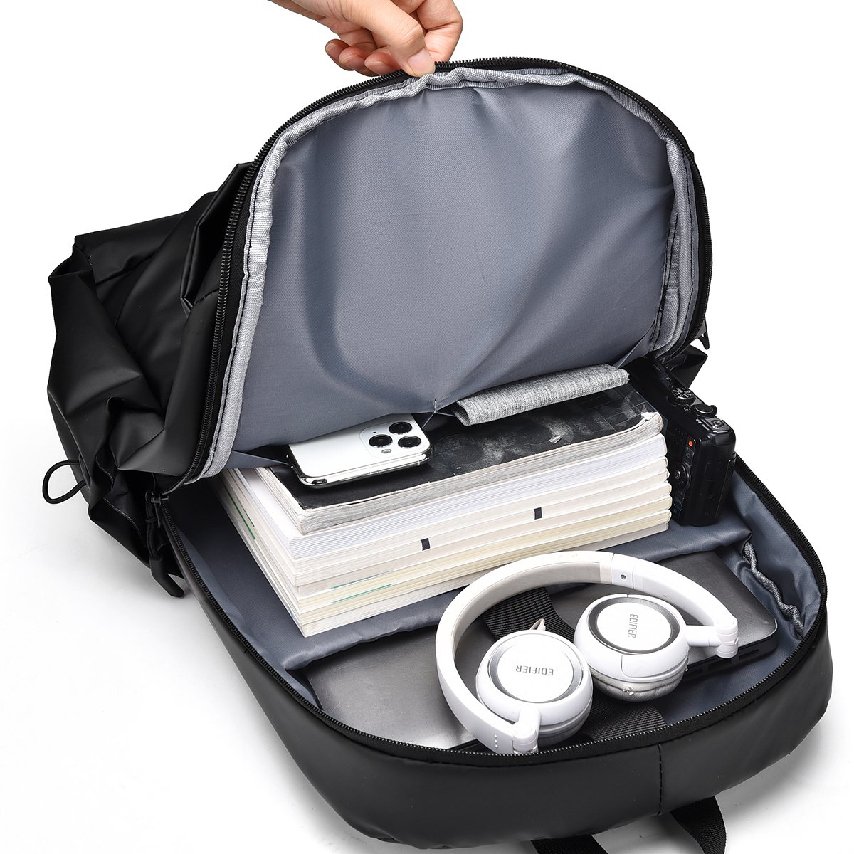 Unisex Waterproof Nylon Laptop Backpack with Geometric Pattern Business Leisure Travel Backpack with Polyester Lining Men Women