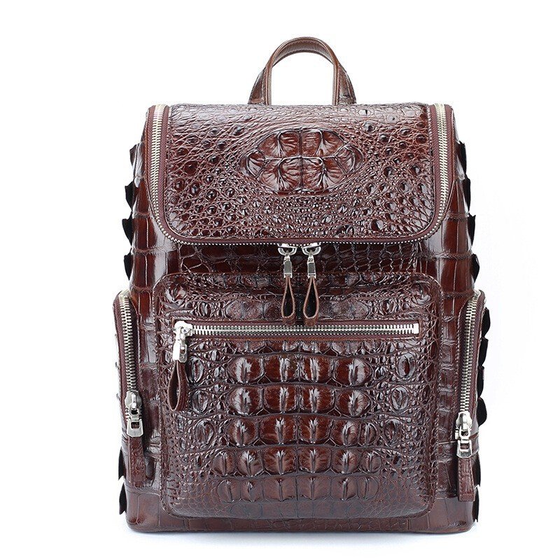 Sac A Dos Custom Logo Luxury Casual Durable Designer Men Genuine Crocodile Skin Leather Laptop Travel Backpack Back Bag For Men
