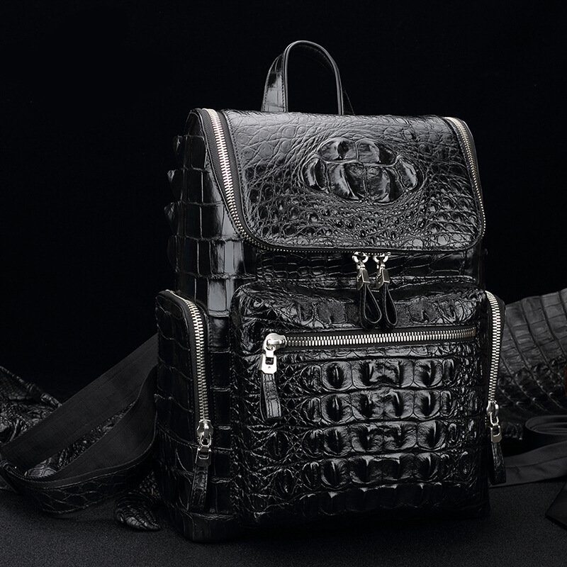 Sac A Dos Custom Logo Luxury Casual Durable Designer Men Genuine Crocodile Skin Leather Laptop Travel Backpack Back Bag For Men