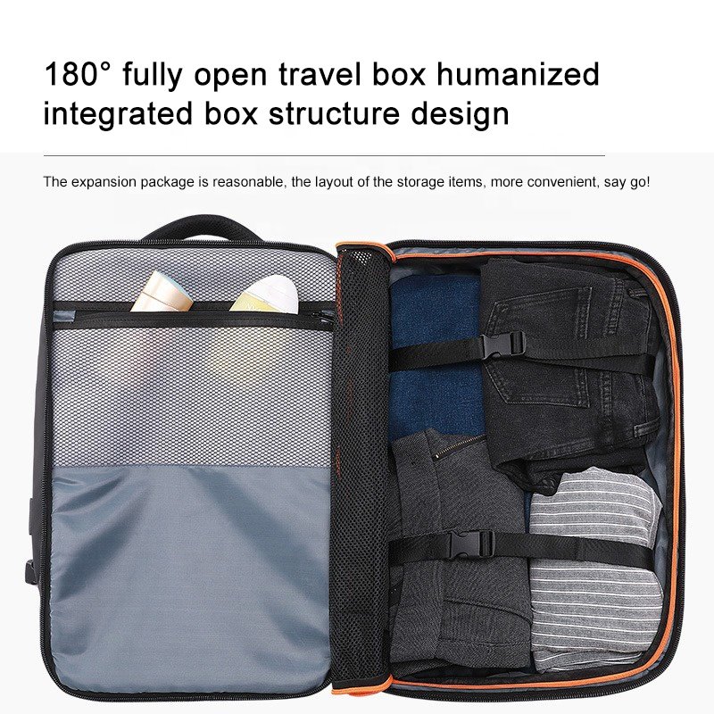 Wholesale OEM Large 50 L Black Backpack Expandable Airline Approved Laptop Backpacks Oxford Waterproof Laptop bag with USB