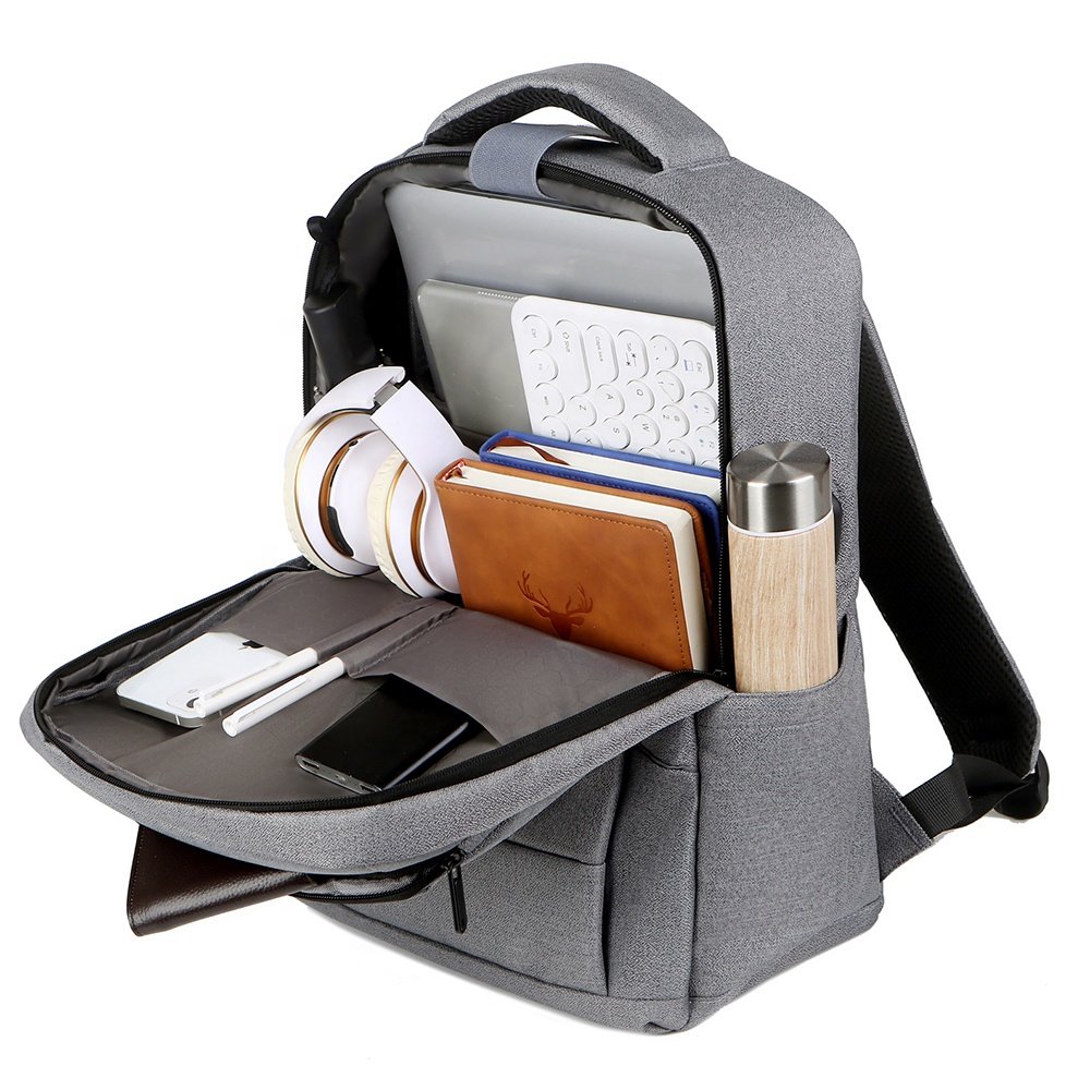 Casual Fashion Large Capacity Waterproof Durable Zipper Travel 15.6 Inch USB Charging Custom Logo Business Men Laptop Backpack