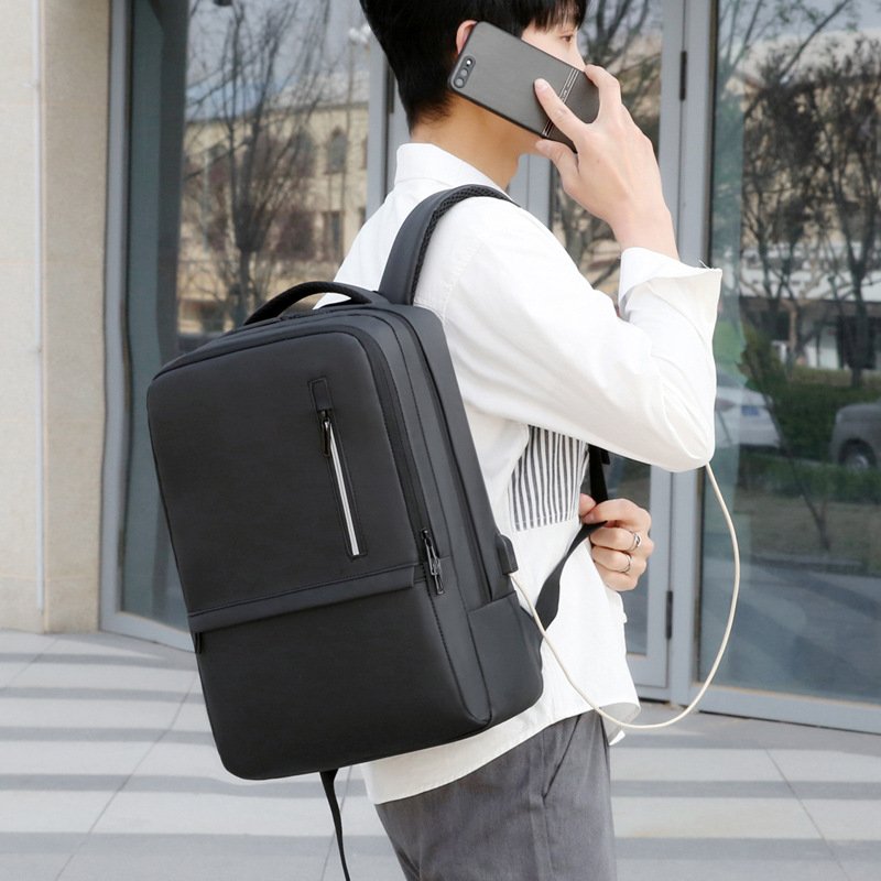 Men's Oxford student black waterproof travel laptop backpacks school computer bags with usb mochilas de viaje