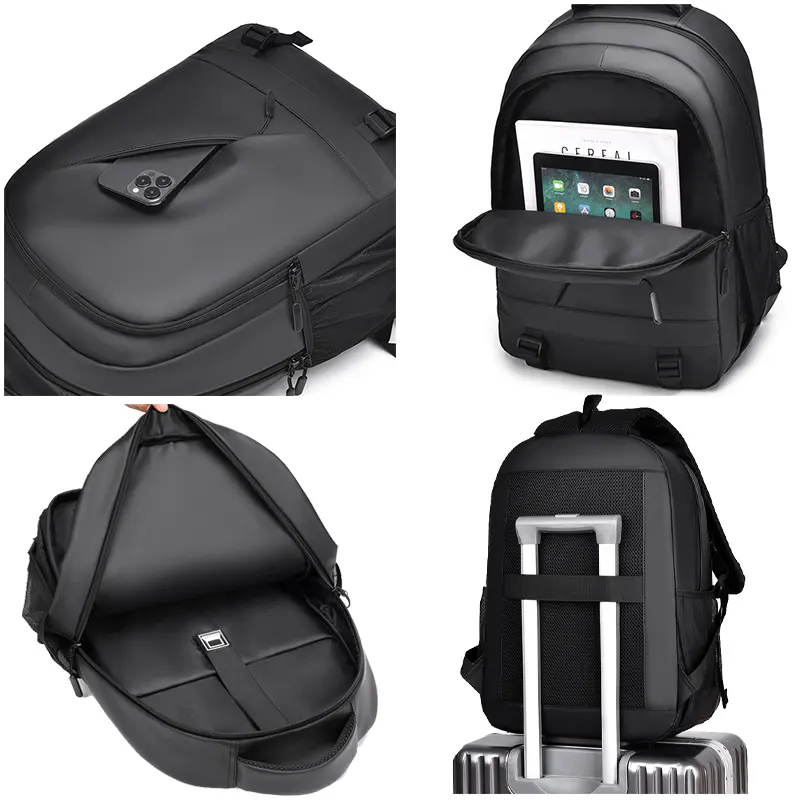 Simple Custom Logo Design Waterproof Oxford Men's Business Travel With Large Capacity Laptop Backpack For Men Women