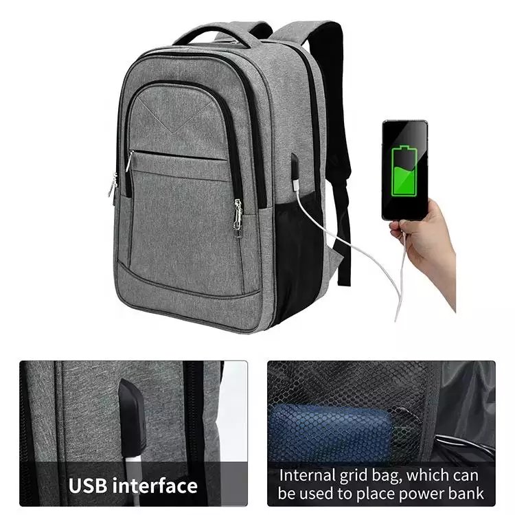 High Quality Charge 15 Inch School Student Men Casual Large Capacity Usb Business Backpack Bags For College Men Laptop Backpack