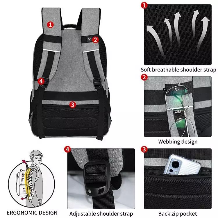 High Quality Charge 15 Inch School Student Men Casual Large Capacity Usb Business Backpack Bags For College Men Laptop Backpack