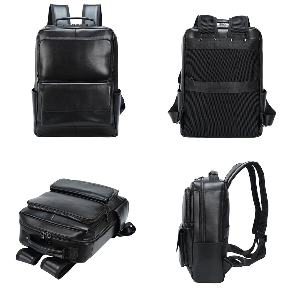 New Design Drop Shipping Full Grain Men's Genuine Leather Bag For Daily Business 14 Inch Women Real Cow Leather Laptop Backpack