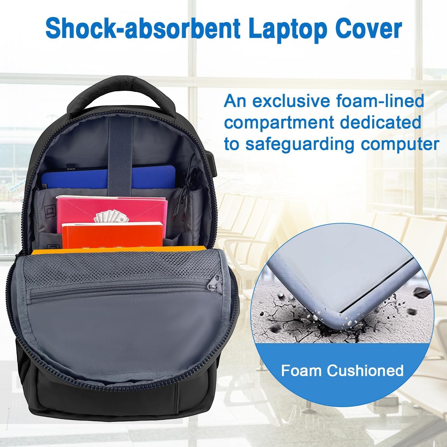 Wolt Casual Laptop Backpack for Women Men Computer Bags with USB Port Waterproof Business Work Travel Daypack 15.6 Inch Laptop