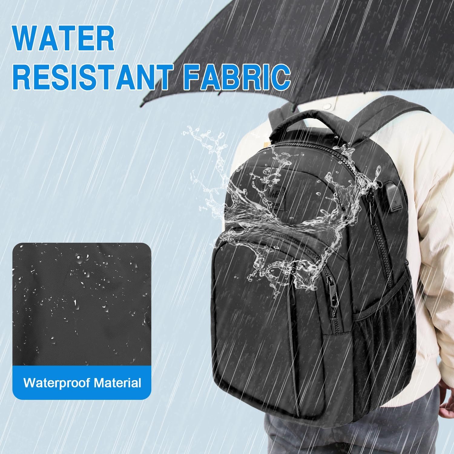 Wolt Casual Laptop Backpack for Women Men Computer Bags with USB Port Waterproof Business Work Travel Daypack 15.6 Inch Laptop