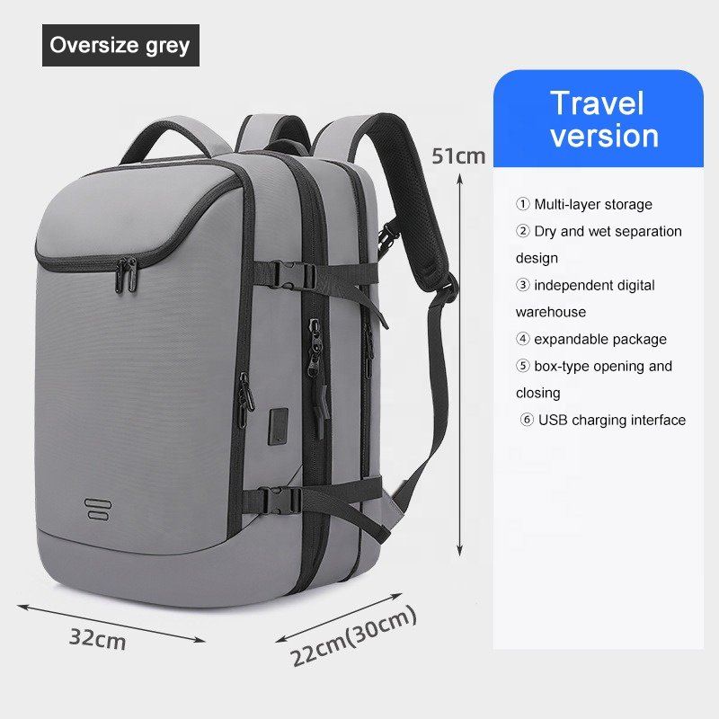 50L Expandable Durable Multi-function Large Capacity Unisex Business Shoulder Backpack Laptop Bag for men student office travel