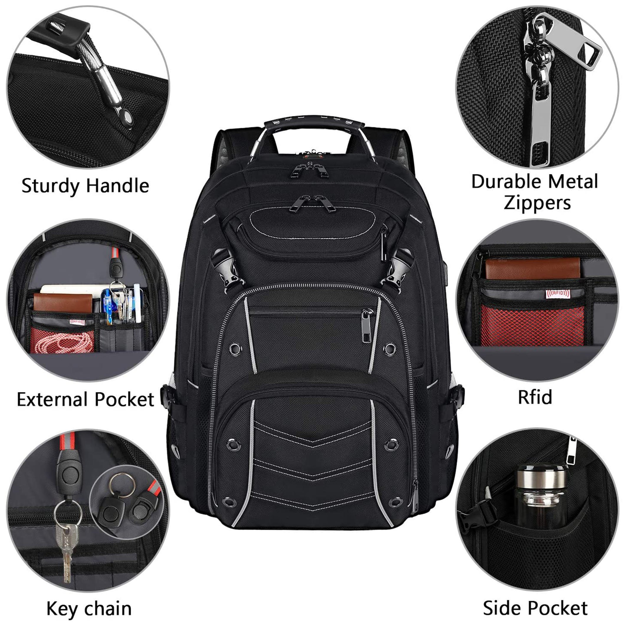 Anti Theft Laptop Backpack with USB Charger Port for Men 55L Extra Large Laptops Backpack