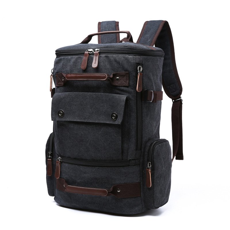 School Big Capacity Laptop Canvas Cotton Backpack Khaki Canvas Backpack Brown Top Rucksack Retro Unisex Travel Canvas Daypack