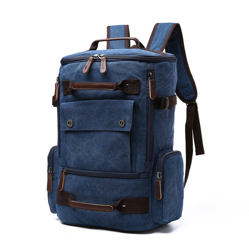 School Big Capacity Laptop Canvas Cotton Backpack Khaki Canvas Backpack Brown Top Rucksack Retro Unisex Travel Canvas Daypack