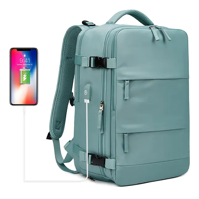 Manufacturer oxford leather laptop backpacks unisex usb oxford laptop backpack Travel Bag With USB Charging Port Canvas Lining