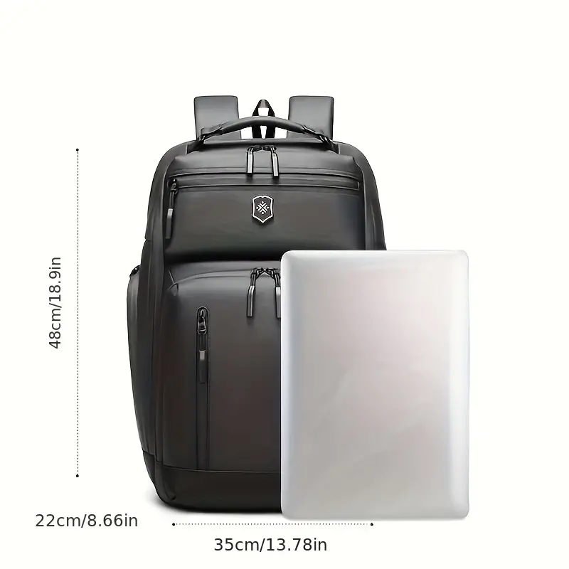 Men's Vintage Style Travel Backpack Large Capacity Waterproof Laptop Backpack 15.6-inch Computers Multifunction Polyester Lining