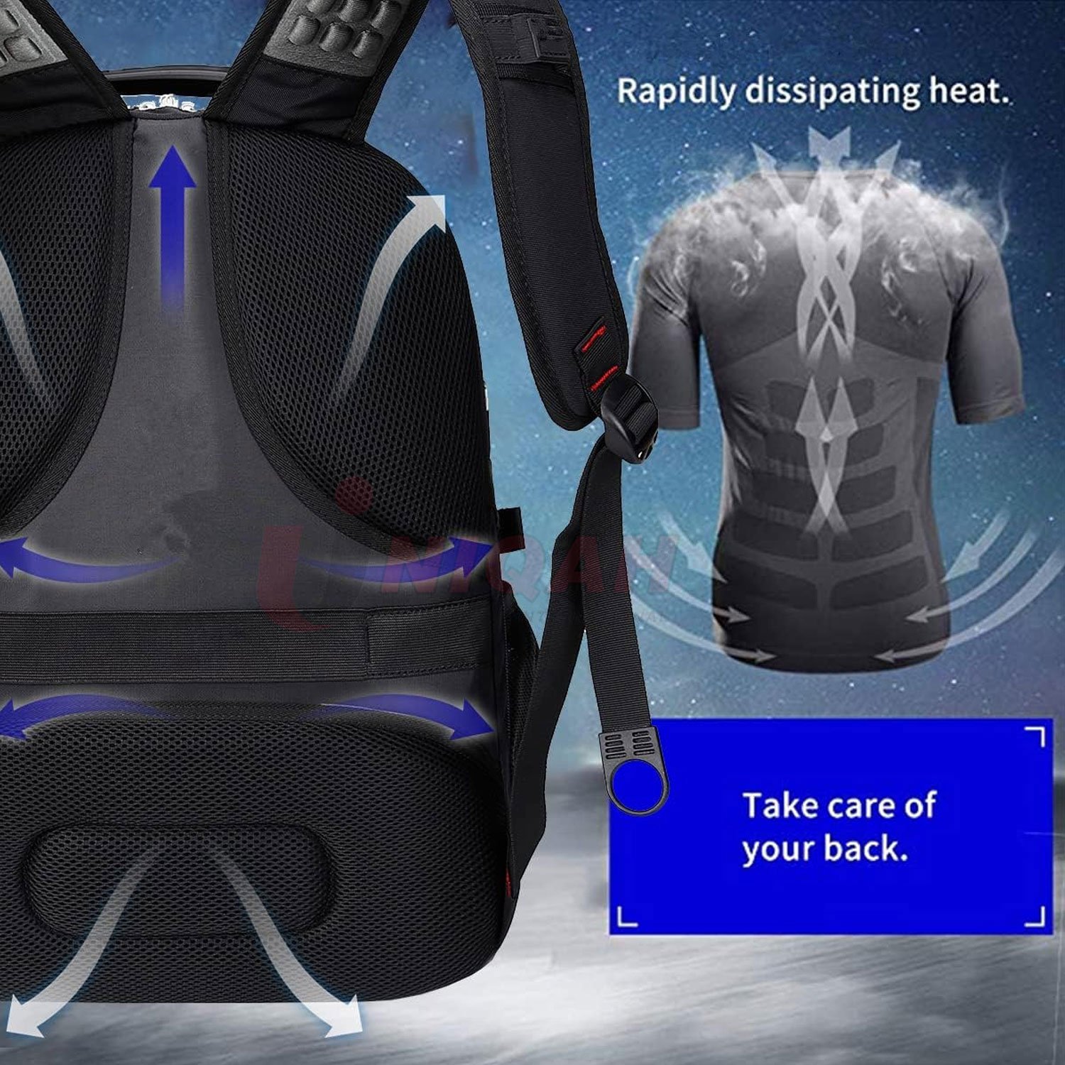 Extra Large 52L Travel Laptop Backpack with USB Charging Port, College Backpack Airline Approved Business Work Bag Black