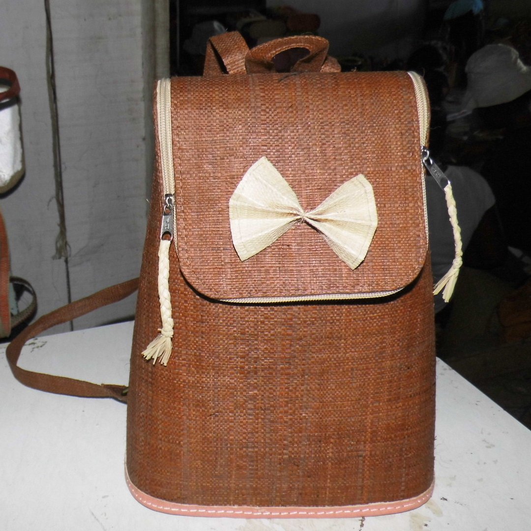 girls colorful raffia crossbody school backpack bag long strap cotton fabric lining snap button closure