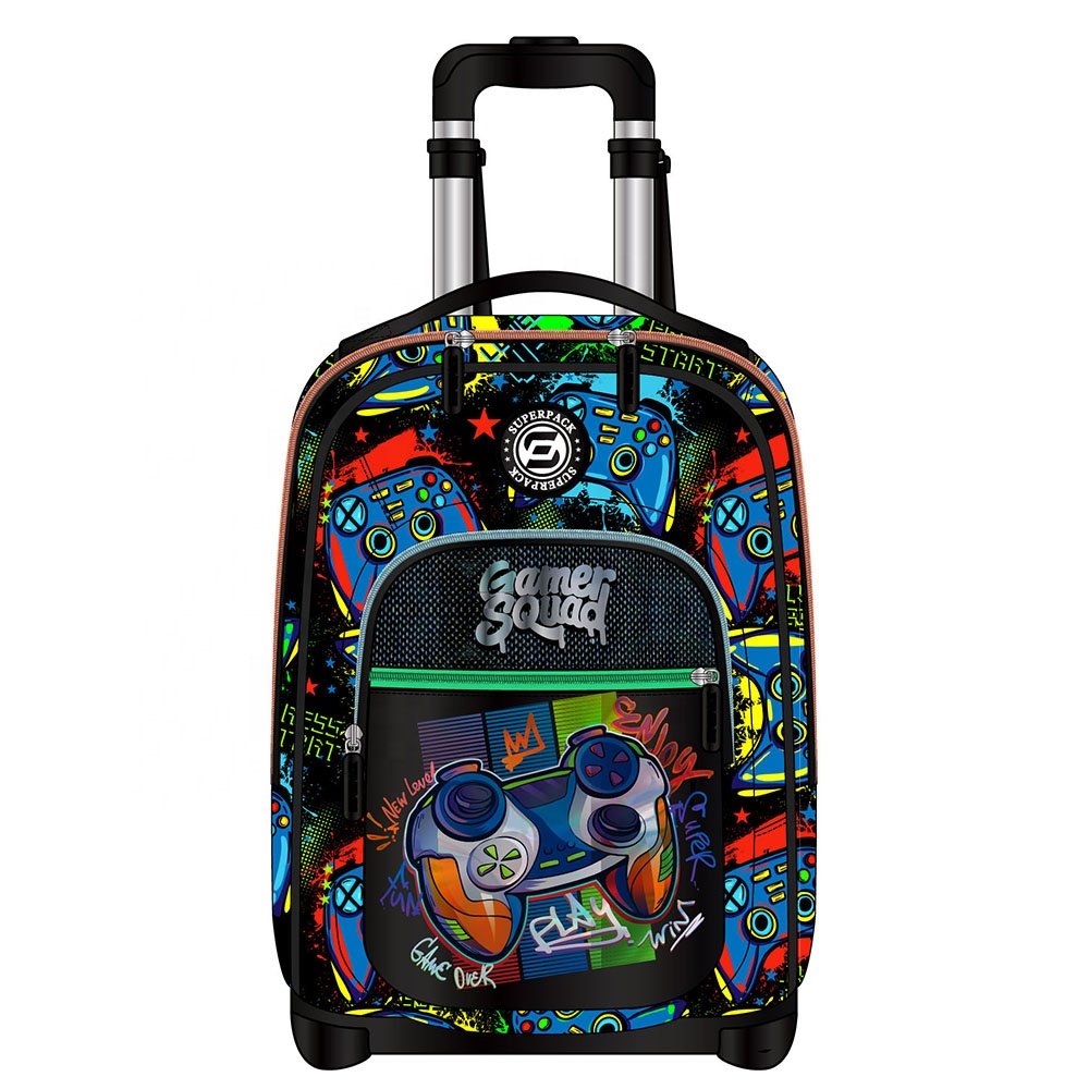 Fashion 3 in 1 Teenage Trolley School Bag Set Kids Teens Boys Backpack with Lunch Bag Pencil Case