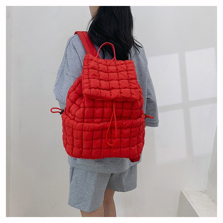 Custom logo puffy Simple design casual women backpack for students travel Luggage laptop backpack Drawstring bag for winter