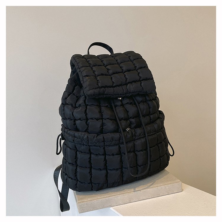Custom logo puffy Simple design casual women backpack for students travel Luggage laptop backpack Drawstring bag for winter