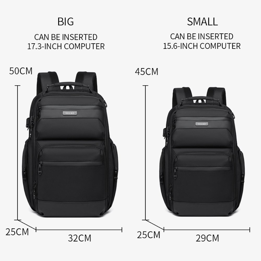 Ozuko 9770 Large Size High Quality Backpack Laptop Bag For Men Business Trip Lightweight Rucksack for Work College Backpack