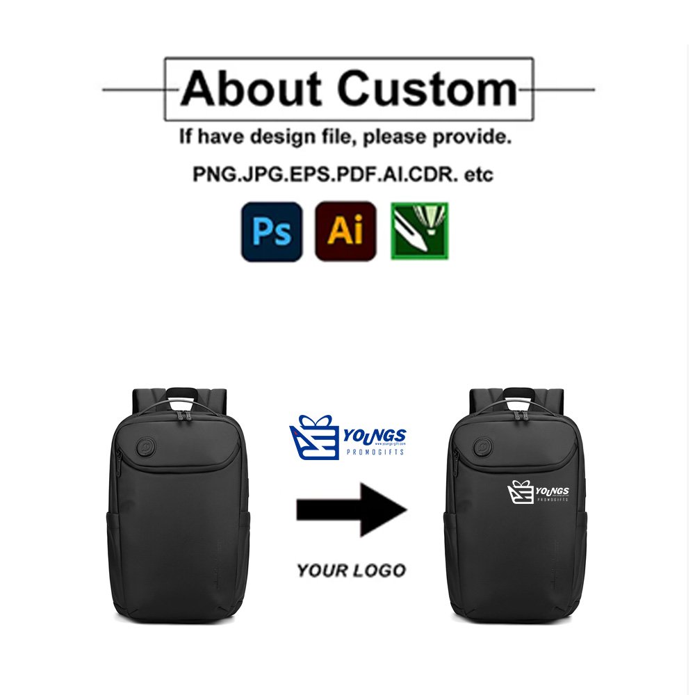 High Quality Custom Logo Business Bag Laptop Backpack with USB Charging Port for Daily Life Travel Student