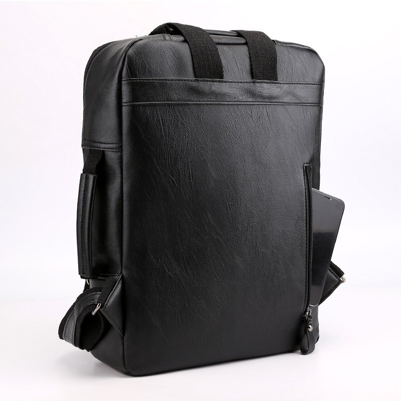 Hot Selling Business Waterproof 15.6 Inch Laptop Backpack Slim Smart USB PU Leather Bags For Men