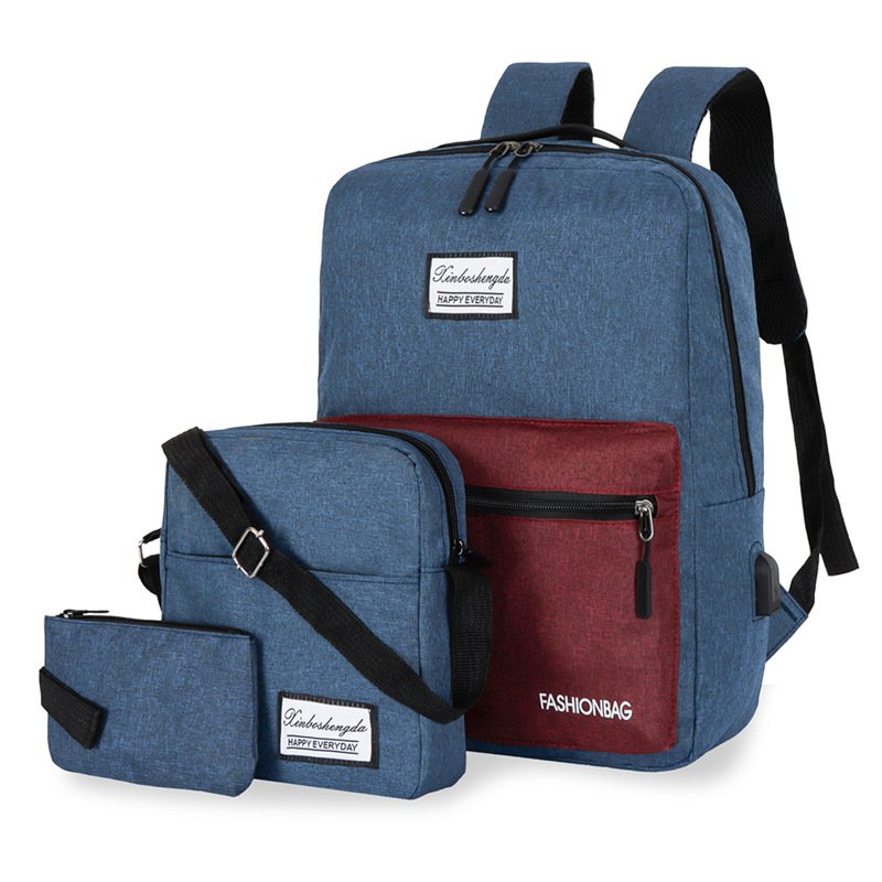 Hot Selling Men 3 In 1 Backpack Set Waterproof School Usb Business Laptop Bag