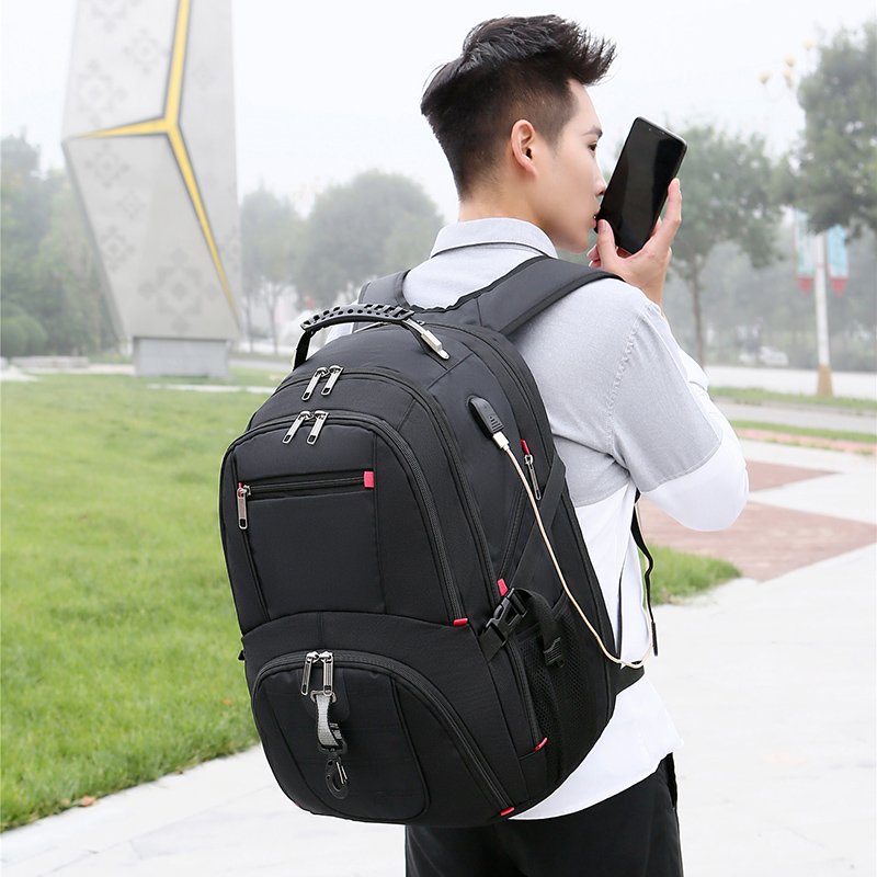 High Quality Mens Waterproof Travel 1680D Nylon Large Capacity 17 Inch 3 Compartment Business Laptop Bag Backpack With USB Port