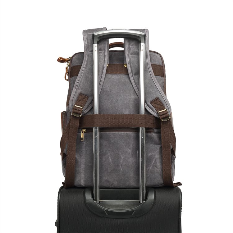 Factory Custom Outdoor Large Travel Canvas Backpack For Men Waterproof Vintage Rucksack 15.6 Inch Laptop Canvas Backpack