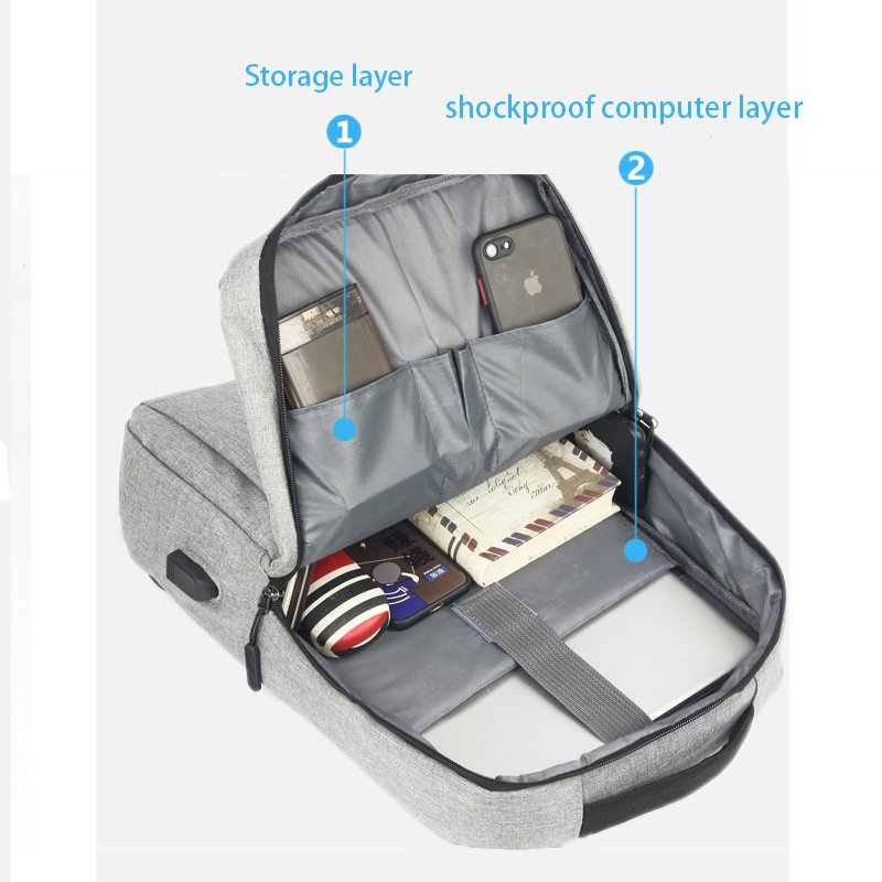 Custom Logo Multifunctional Simple Business Style Travel bag Waterproof Oxford Leisure Computer Laptop Backpack Bag With USB