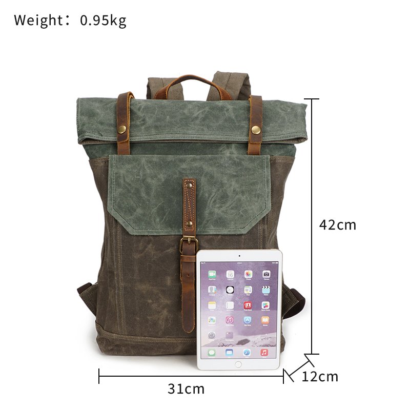 Custom High Quality Outdoor Travel Hiking Vintage Camping Back Pack Men Laptop Rucksack Waxed Canvas Bag Backpack