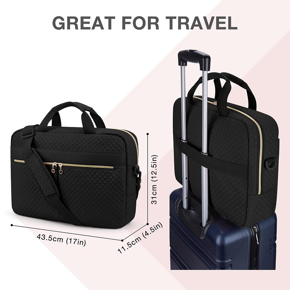 BSCI custom Laptop Bag 15.6/17.3 Inch Briefcase for Women Large Laptop Case Computer Bag Office Travel Business Black