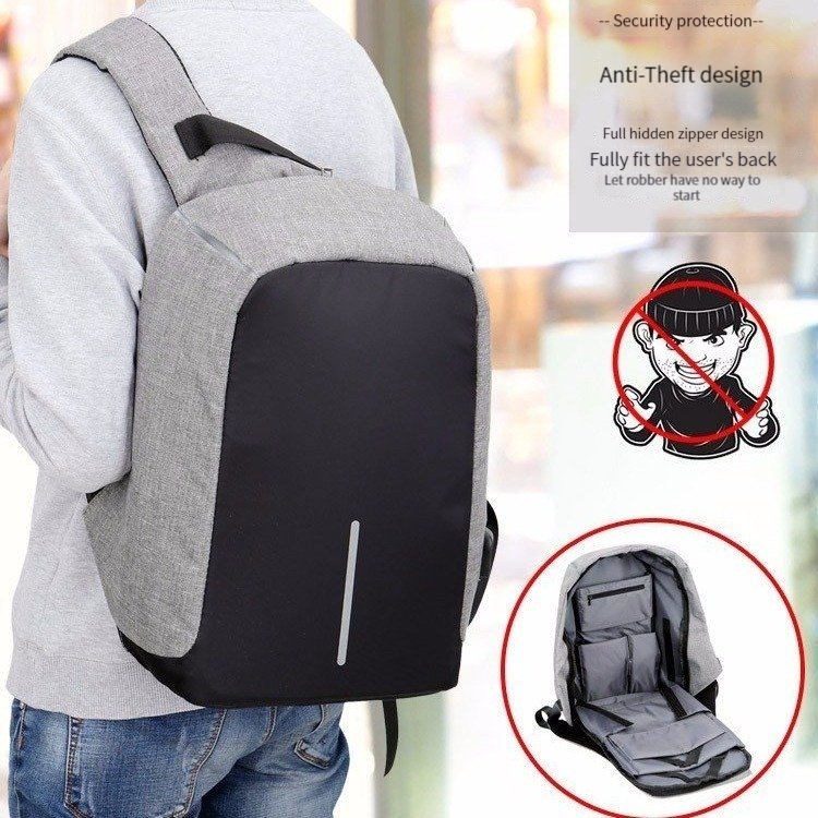 Custom High Quality Multi-function Canvas University Student School Bags Men's Laptop Backpack With USB Charging Port