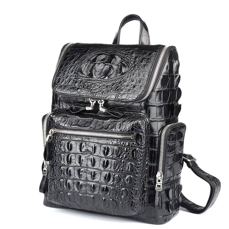 Sac A Dos Custom Logo Luxury Casual Durable Designer Men Genuine Crocodile Skin Leather Laptop Travel Backpack Back Bag For Men