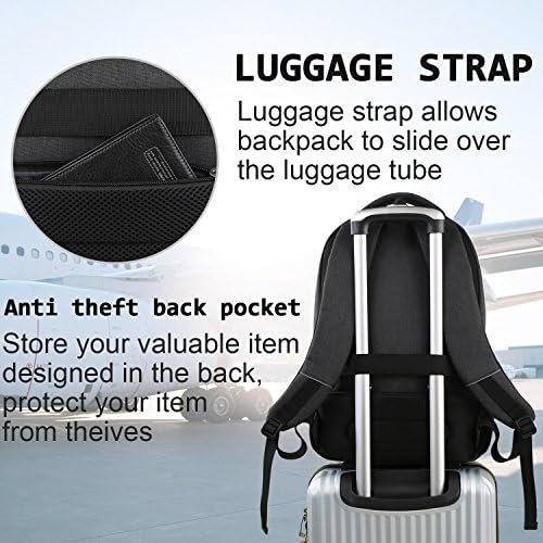 Business Travel Anti Theft Slim Durable Laptops Backpack with USB Charging Port,Water Resistant College Computer Bag Laptop