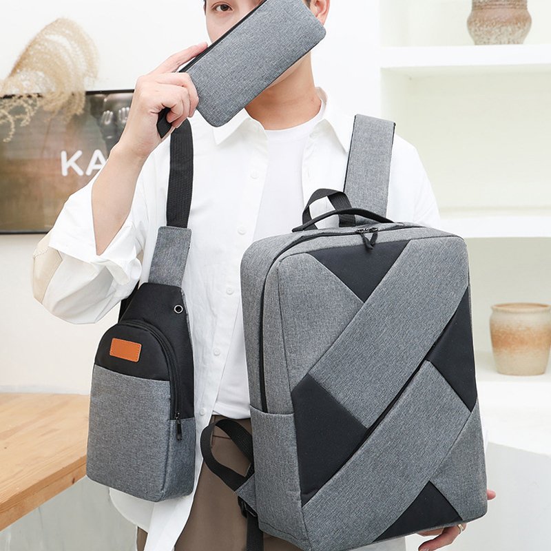 New design fashion multifunctional usb charging 3pcs school backpack set 3 in1 book bags for high school Men 3pcs backpack set