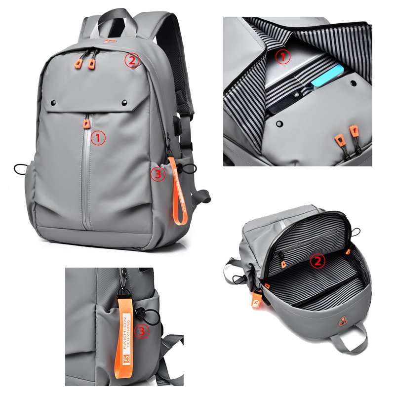 Custom Logo Fashion Design Oxford Fabric Rucksack Laptop Knapsack Waterproof Daypack with Usb Student Travel Backpack