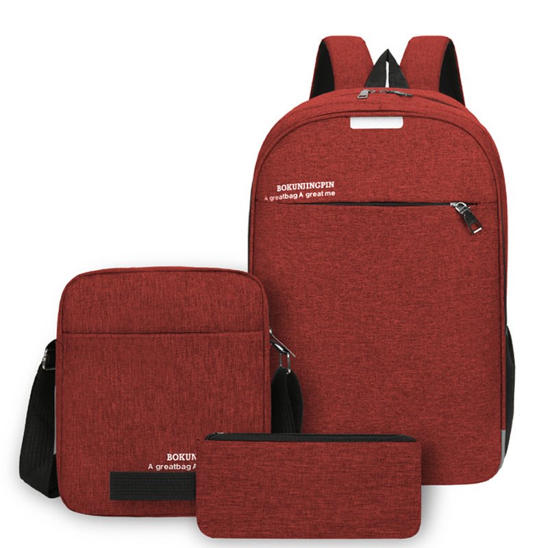 Backpack three piece set casual male and female same type student bag laptop backpack